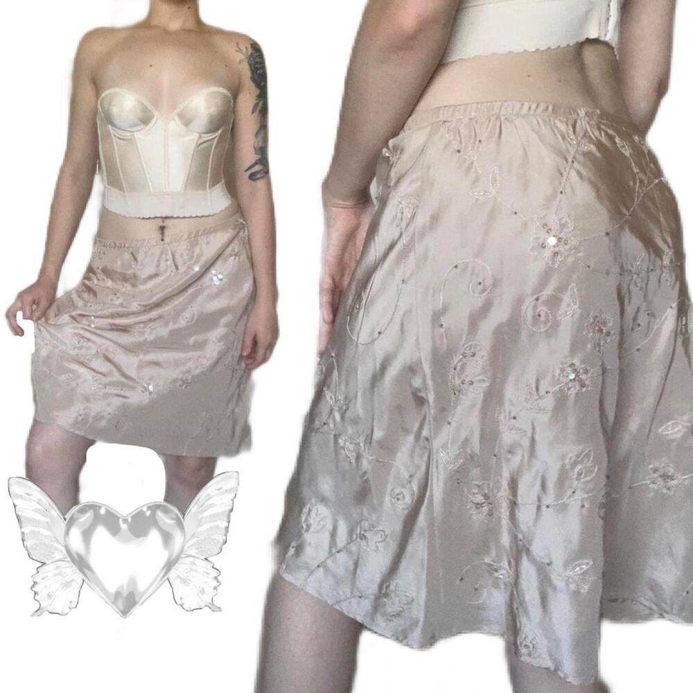 Tan and Cream Midi Skirt